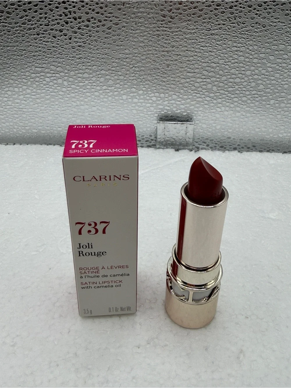 Clarins Joli Rouge 737 Spicy Cinnamon - Deep Red Lipstick